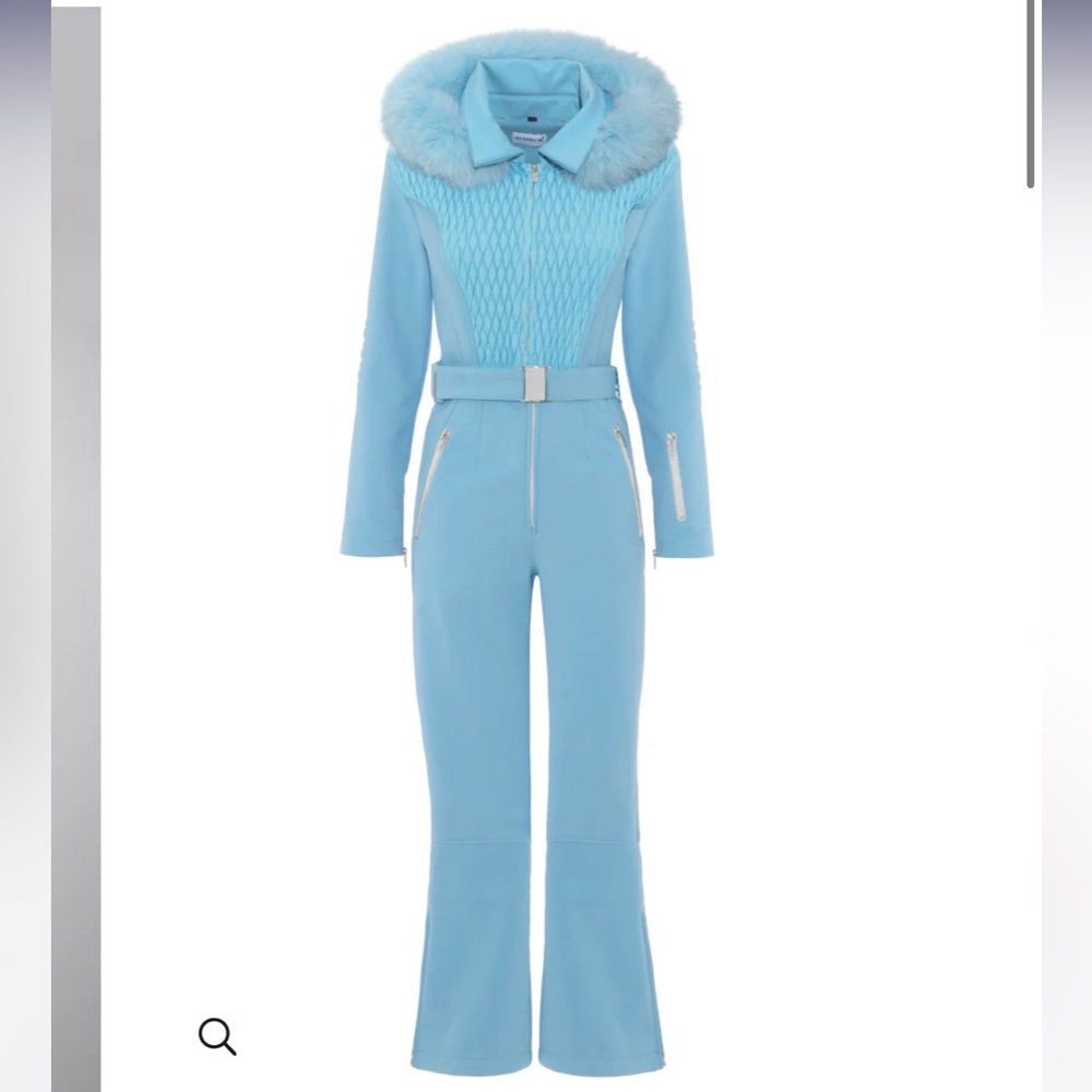 My Sunday Ski Blue Elegance Courchevel ski suit and bag, M
